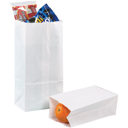 3 <span class='fraction'>1/2</span> x 2 <span class='fraction'>3/8</span> x 6 <span class='fraction'>7/8</span>" White Grocery Bags